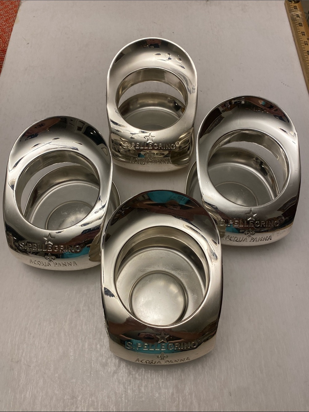 S.Pellegrino Acqua Panna Set of 4 Bottle Holders Coasters Restaurant Barware